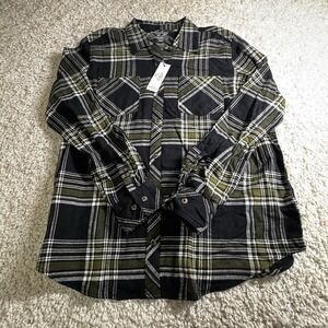 NWT Natural Reflections‎ Womens Plaid Flannel Long Sleeve Button Up Shirt Large
